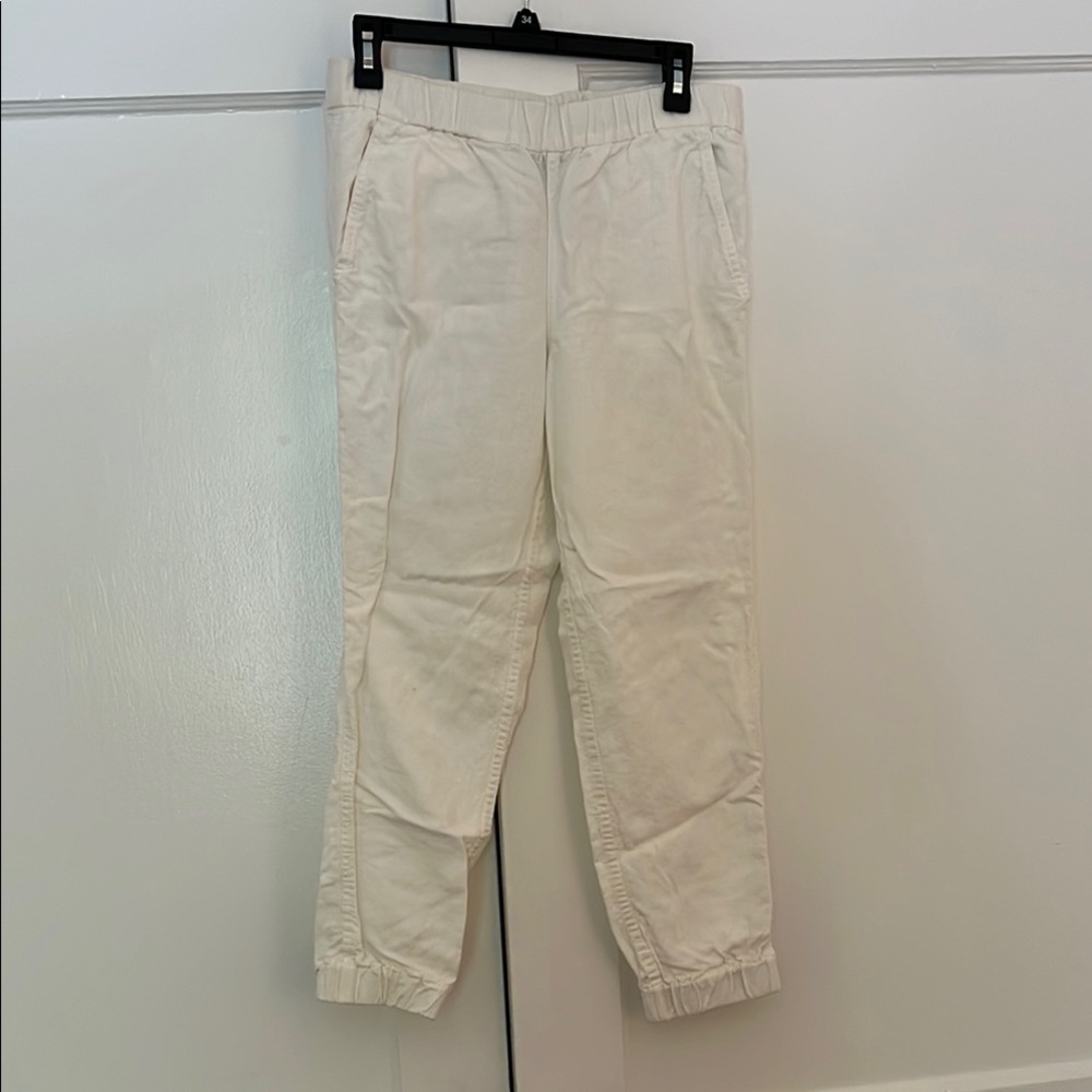 White linen casual cropped pants from J.Crew